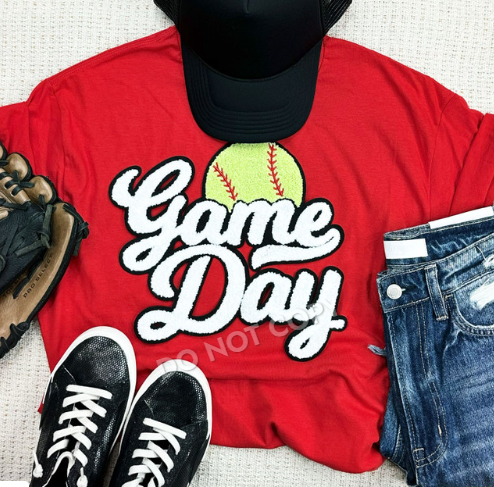 Game Day Softball Chenille Patch Shirt