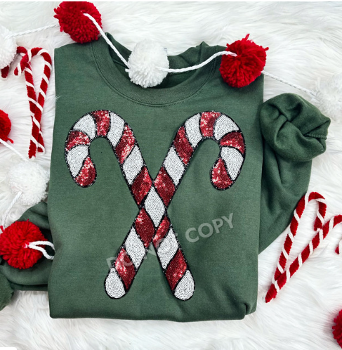 Candy Canes Sequins Patch Shirt