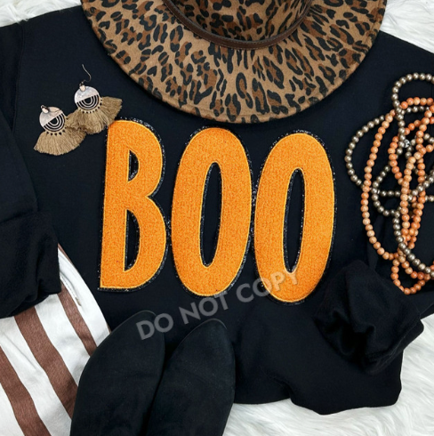 Orange Boo Chenille Patch Shirt