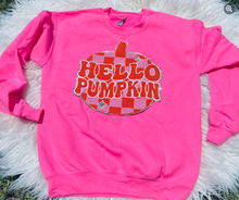 Load image into Gallery viewer, Hello Pumpkin Plaid Chenille Patch Shirt
