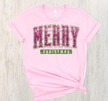 Load image into Gallery viewer, Merry Christmas Pink and Green Faux Sequin
