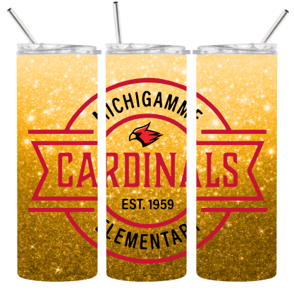 Michigamme Elementary Tumbler Glitter Look Gold