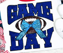 Load image into Gallery viewer, Royal Blue Chenille Football Game Day with Sequin Bow
