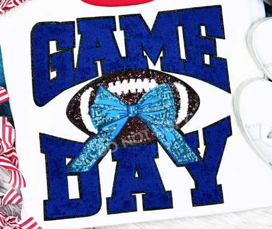 Royal Blue Chenille Football Game Day with Sequin Bow