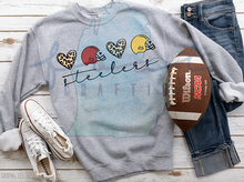 Load image into Gallery viewer, Leopard Hearts and Helmets Football Customizable Shirt
