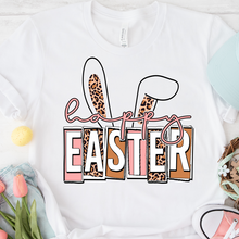 Load image into Gallery viewer, Happy Easter Block Letter Leopard Bunny Ears Shirt
