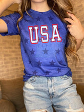 Load image into Gallery viewer, USA Puff Print Blue Star Tee
