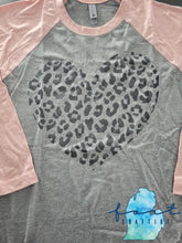 Load image into Gallery viewer, Black Leopard Heart Raglan
