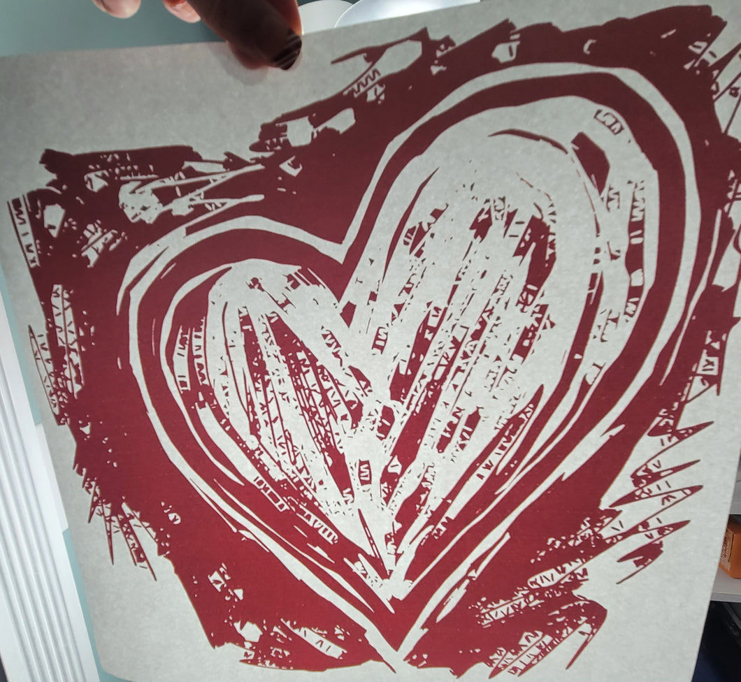 Red Distressed Heart T-shirt Valentine's Day