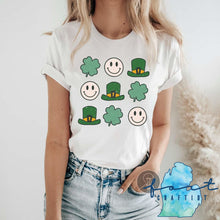 Load image into Gallery viewer, Smiles Shamrock Hats  St. Patrick&#39;s Day Shirt
