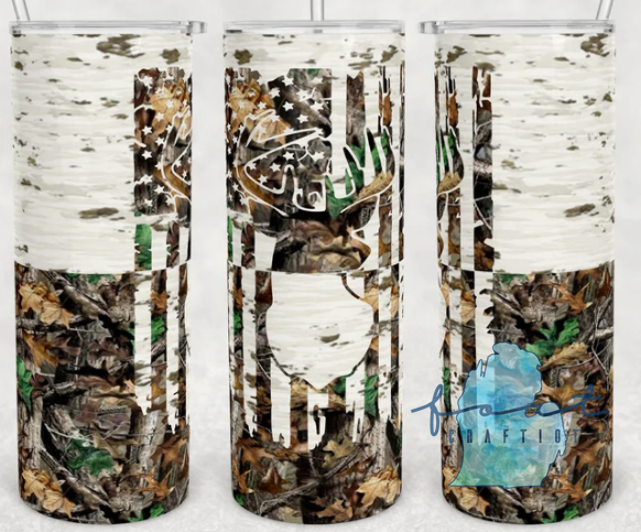 Camo Deer FlagTumbler