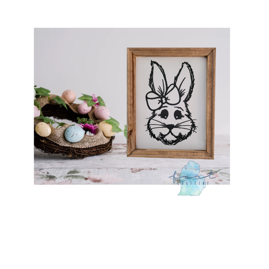 Girl Bunny Easter Reverse Canvas