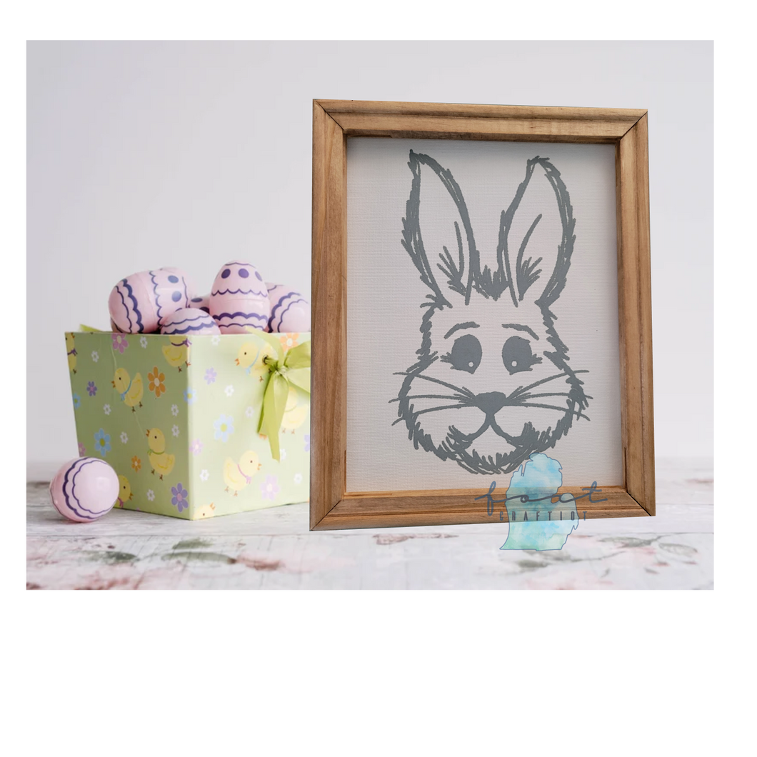 Gray Bunny Easter Reverse Canvas