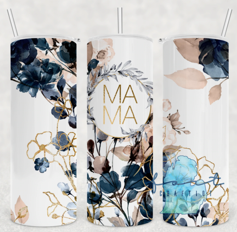 Mama Navy Floral Tumbler