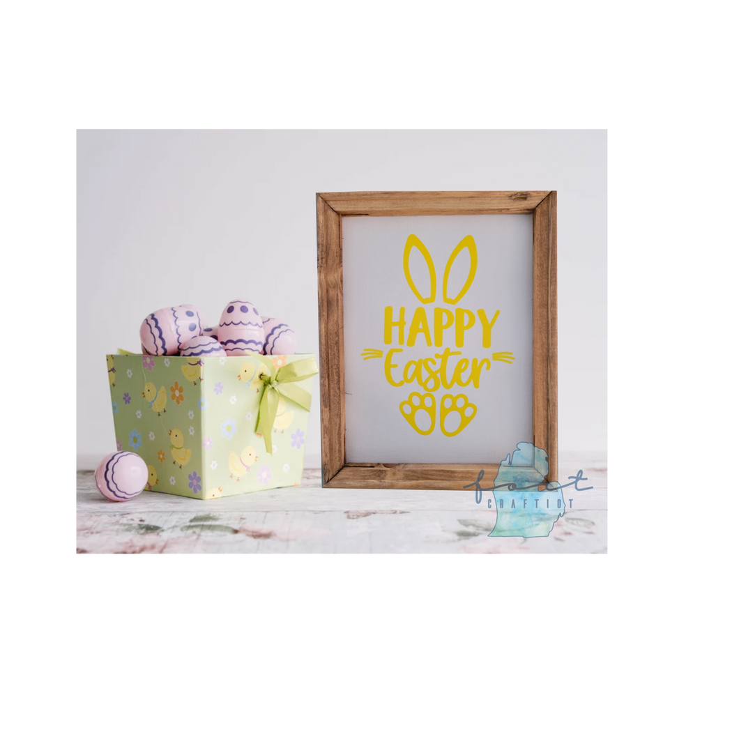 Yellow Happy Easter Reverse Canvas